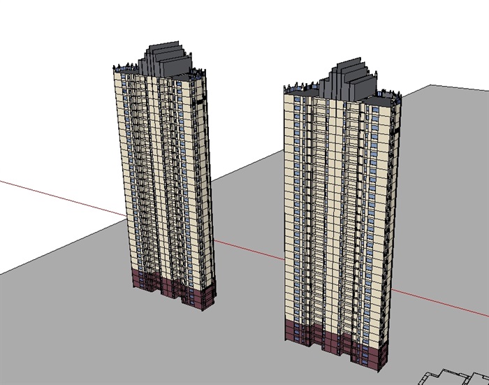 新古典详细高层小区建筑楼su模型(3)