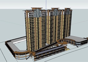 现代商业住宅楼SU(草图大师)模型