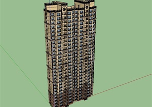 现代详细高层住宅楼SU(草图大师)模型