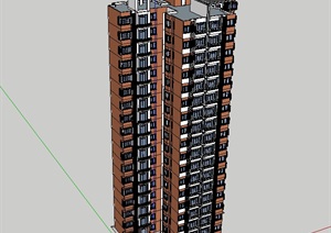 高层现代小区建筑楼SU(草图大师)模型