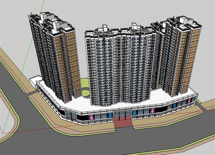 现代商业住宅详细建筑su模型(1)