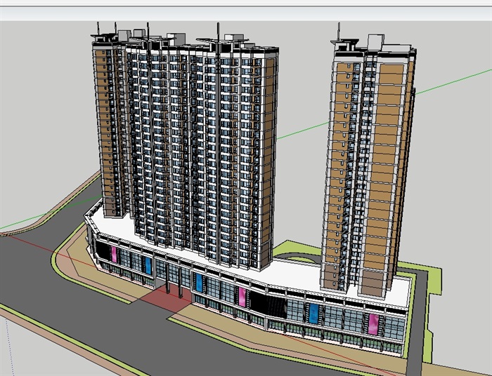 现代商业住宅详细建筑su模型(3)