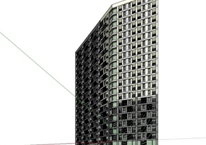 现代独特造型商住楼SU(草图大师)模型