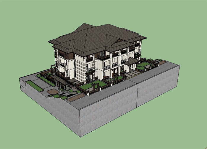 东南风风洋房住宅楼su模型(3)