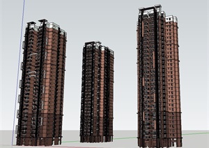 某现代小区高层住宅楼SU(草图大师)模型