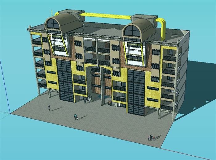 现代多层居住楼设计su模型(2)