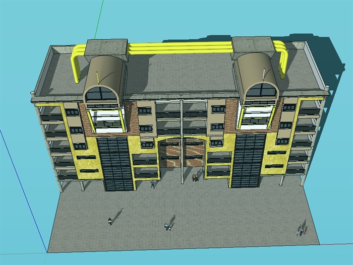 现代多层居住楼设计su模型(3)