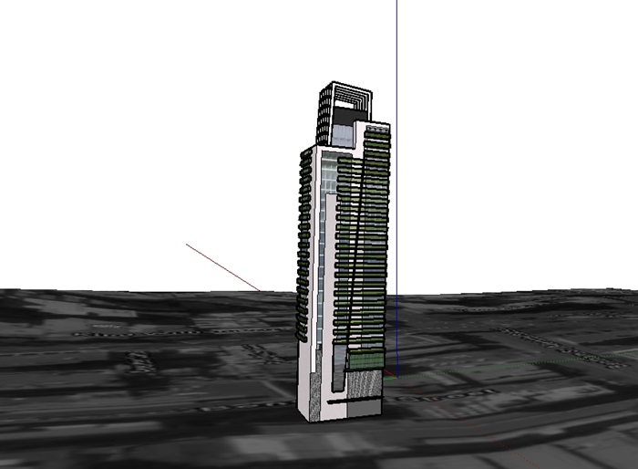 现代风格简单高层办公建筑楼su模型(1)