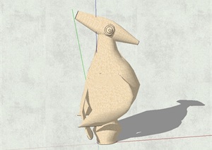 抽象猫头鹰雕塑设计SU(草图大师)模型