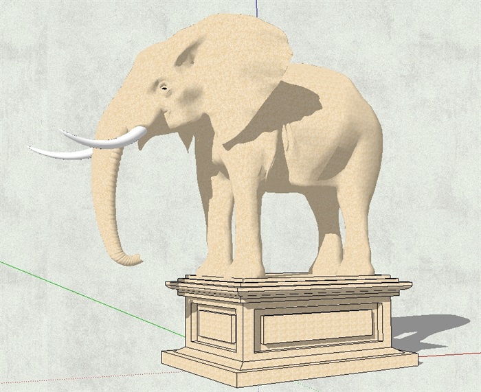 大象动物雕塑设计su模型(1)