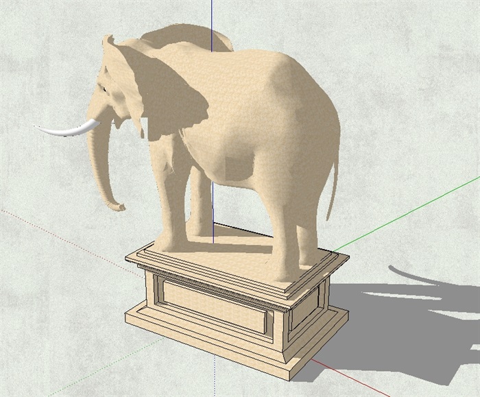 大象动物雕塑设计su模型(3)