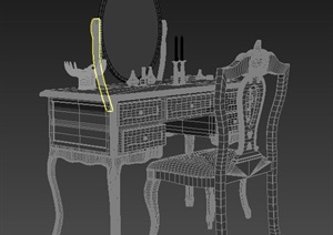 欧式梳妆台桌椅组合3d模型