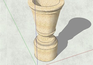 现代圆形花钵柱设计SU(草图大师)模型