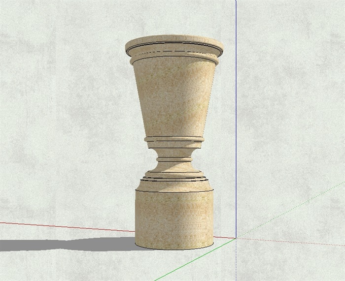 现代圆形花钵柱设计su模型(3)