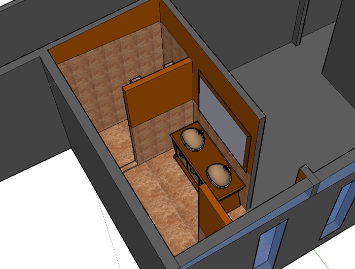 现代室内卫生间空间设计su模型(4)