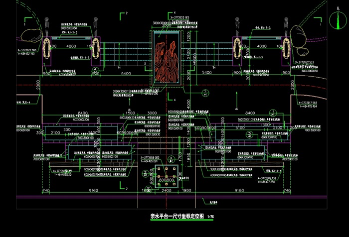 某现代雕塑水景墙详细设计cad施工图(1)