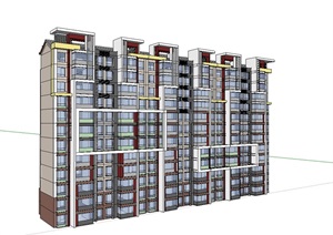 小高层现代住宅楼设计SU(草图大师)模型