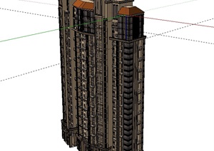 住宅高层西班牙高层建筑楼SU(草图大师)模型