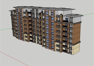 中式多栋详细的住宅楼设计SU(草图大师)模型