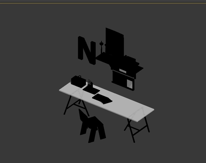 现代室内桌椅组合详细设计3d模型(1)