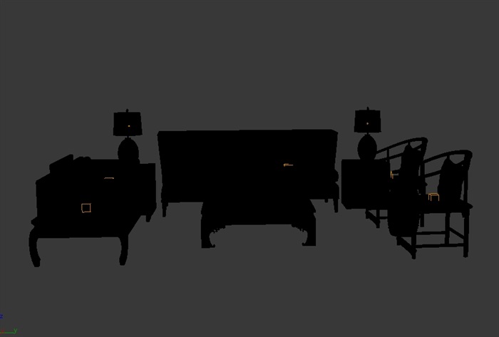 现代中式沙发组合设计3d模型(1)