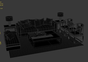 经典的中式沙发组合设计3d模型