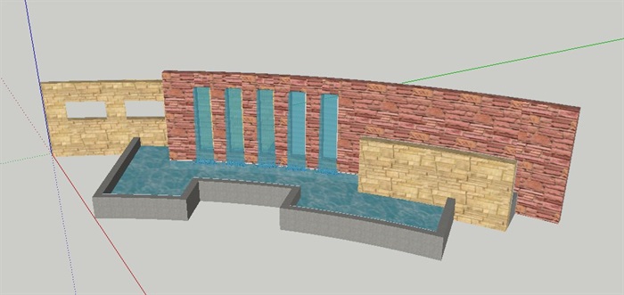 简约现代跌水水景墙设计su模型(3)