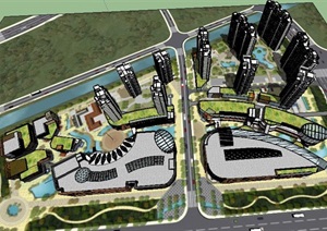 商业综合体+高层住宅设计SU(草图大师)模型