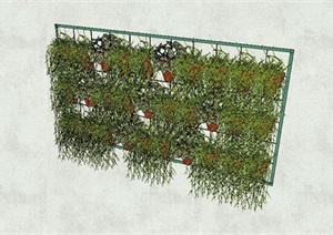垂直植物盆栽罐吊篮SU(草图大师)模型