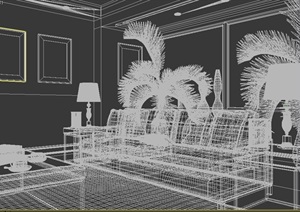 现代客厅沙发组合详细3d模型