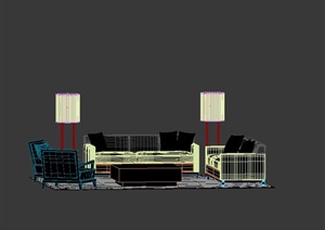 客厅现代沙发组合详细设计3d模型