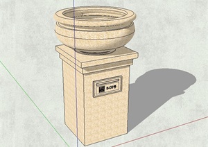 经典详细花钵素材设计SU(草图大师)模型