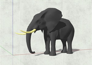 完整详细的大象动物雕塑SU(草图大师)模型