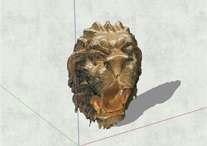 狮子头动物雕塑SU(草图大师)模型