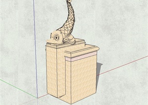 抽象详细动物雕塑SU(草图大师)模型