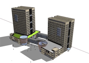 现代商业中心办公综合楼SU(草图大师)模型