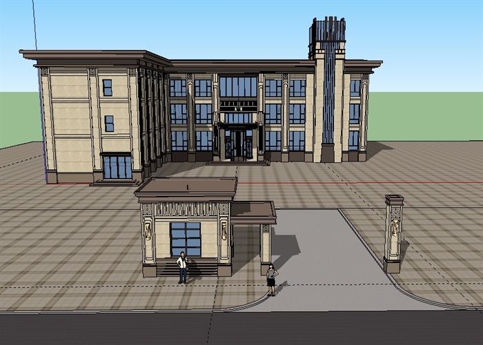 新古典办公楼建筑外观设计su模型(3)