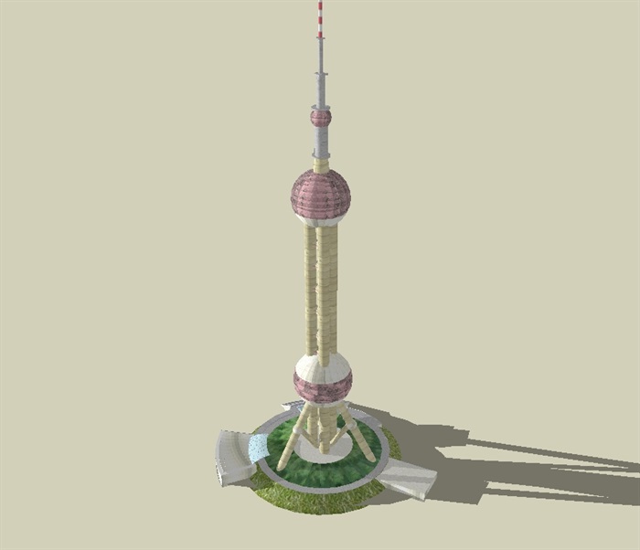 东方明珠广播电视塔建筑设计su模型(3)