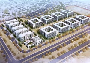利比亚项目多层园区办公建筑SU(草图大师)模型