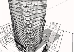 现代高层写字楼建筑方案SU(草图大师)模型
