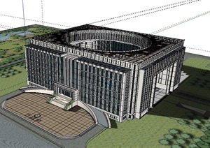 现代政府办公楼详细设计SU(草图大师)模型