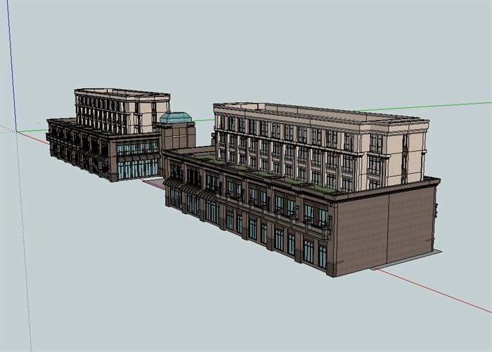 沿街商业建筑楼设计su模型(2)