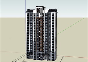 中式住宅小区楼设计SU(草图大师)模型