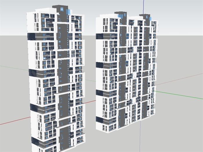 现代偏中式住宅楼设计su模型(3)
