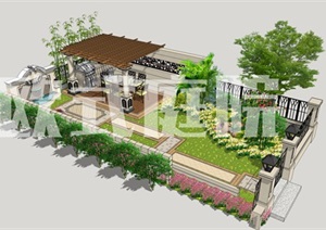 欧式景观庭院设计SU(草图大师)模型