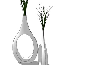 独特花瓶插花素材设计SU(草图大师)模型
