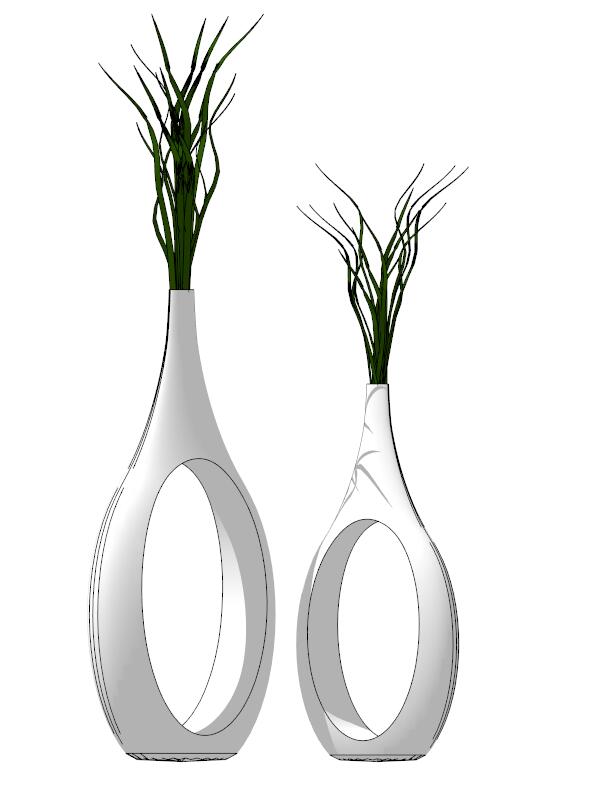 独特花瓶插花素材设计su模型