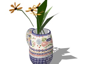 经典的花瓶插花素材设计SU(草图大师)模型