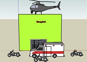 直升机、救护车、摩托SU(草图大师)模型