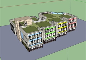 幼儿园多层详细的建筑设计SU(草图大师)模型